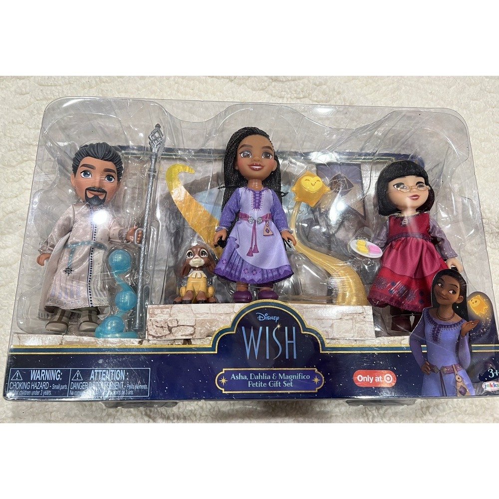 Disney's Wish 6'' Asha, Dahlia & Magnifico Petite‎ Doll Gift Set NIB